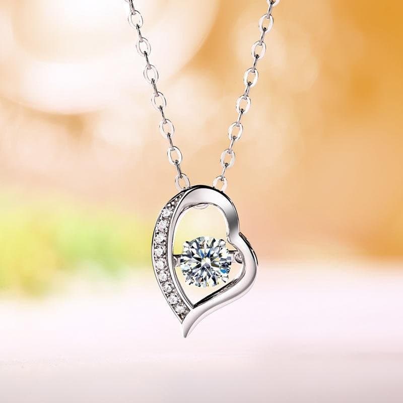 0.5 Carat Moissanite Diamond Dancing Stone Heart Necklace