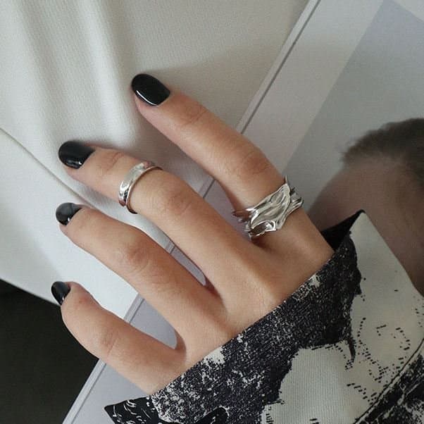 Irregular River 925 Sterling Silver Wide Adjustable Ring