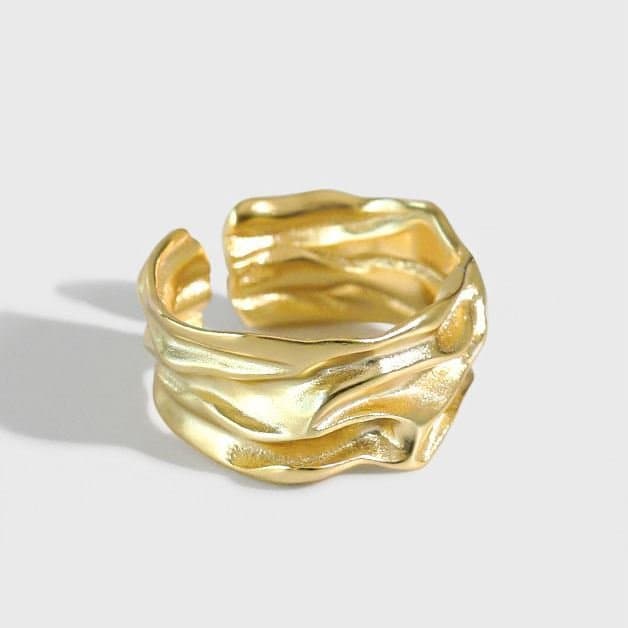 Irregular River 925 Sterling Silver Wide Adjustable Ring