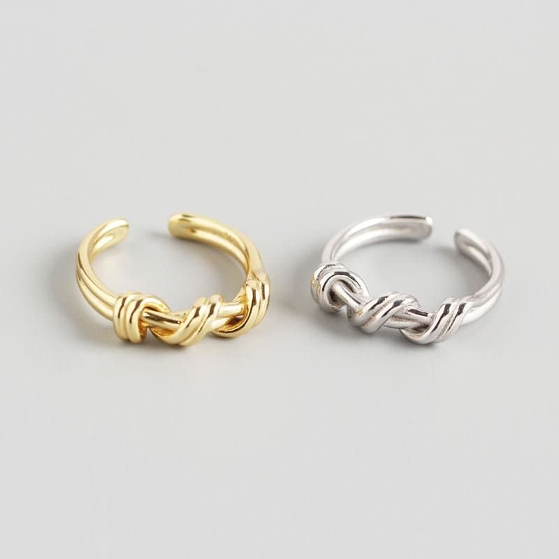 Twisted Knot 925 Sterling Silver Adjustable Ring