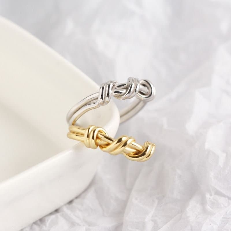 Twisted Knot 925 Sterling Silver Adjustable Ring