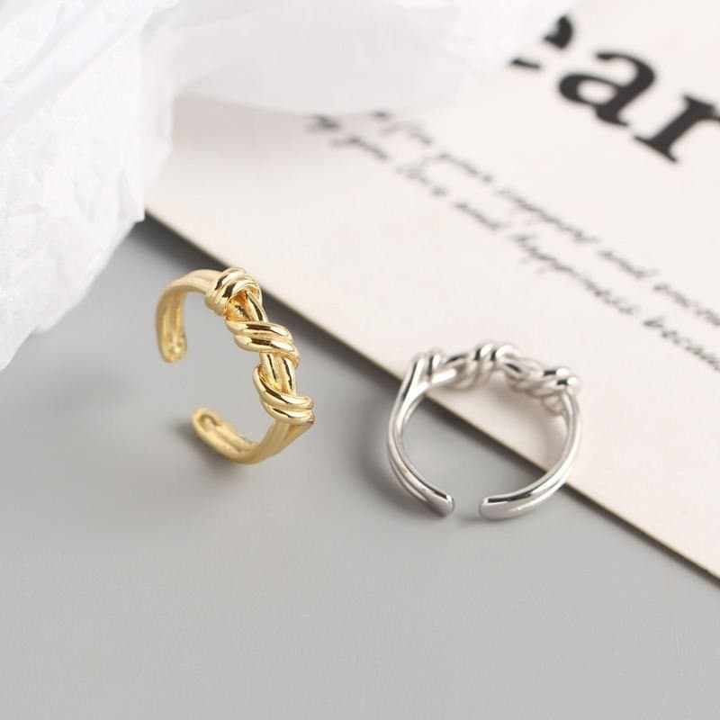 Twisted Knot 925 Sterling Silver Adjustable Ring