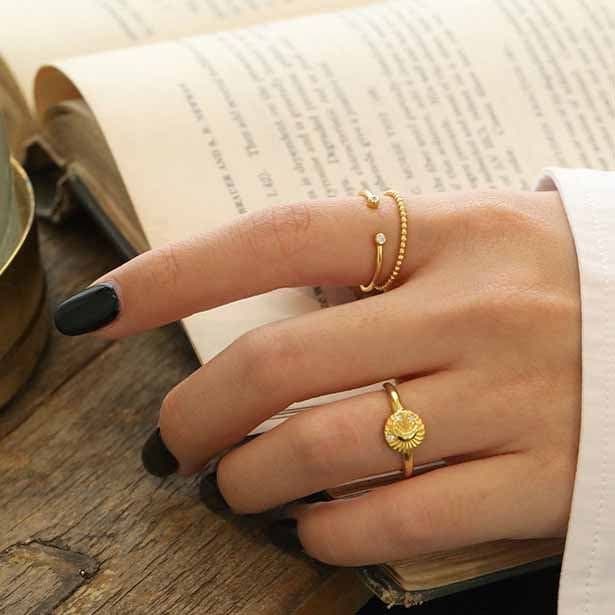 Beads CZ 925 Sterling Silver Adjustable Ring
