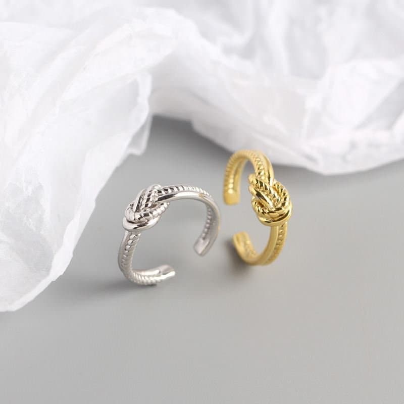 Twisted Knot 925 Sterling Silver Adjustable Ring