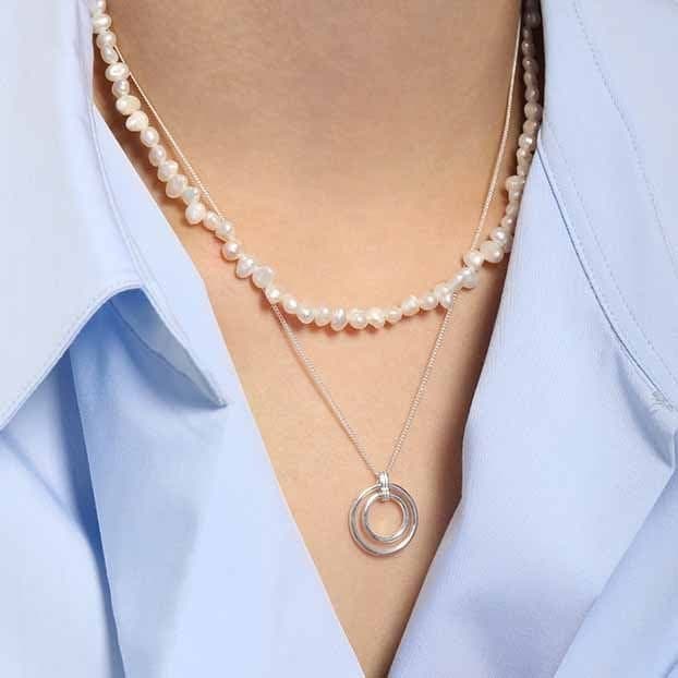 Daughter Circle Rings 925 Sterling Silver Necklace