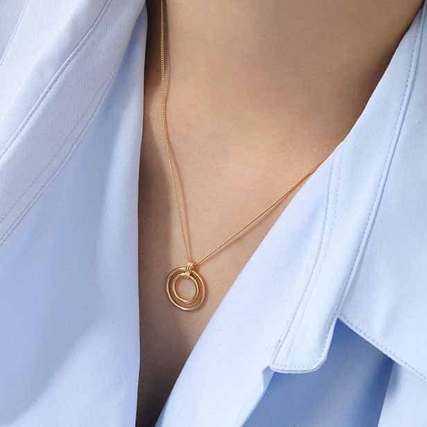 Daughter Circle Rings 925 Sterling Silver Necklace