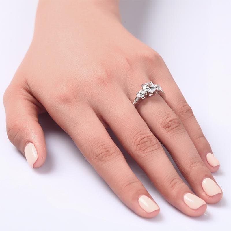 3 Stone Created Diamond Ring