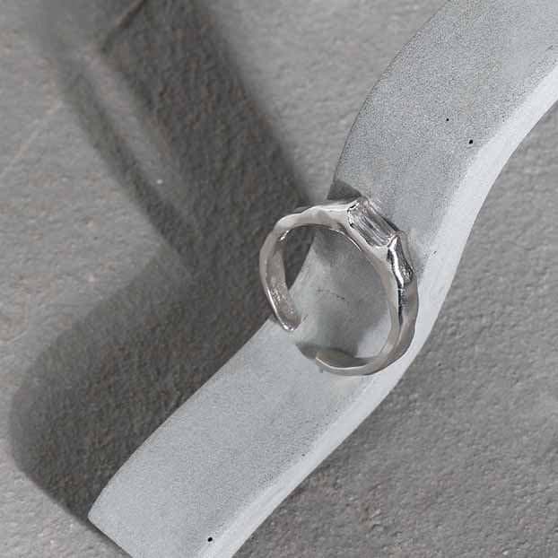 Geometric CZ Rectangle 925 Sterling Silver Adjustable Ring