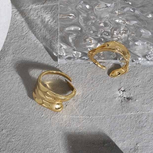 Irregular Wave 925 Sterling Silver Adjustable Ring