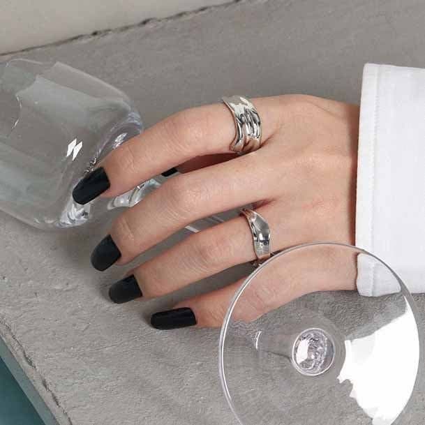Irregular Wave 925 Sterling Silver Adjustable Ring