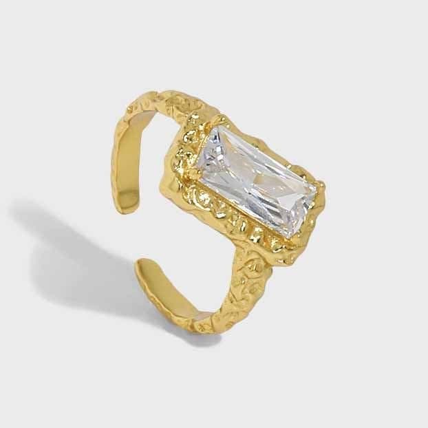 Irregular Rectangle Geometric 925 Sterling Silver Adjustable Ring