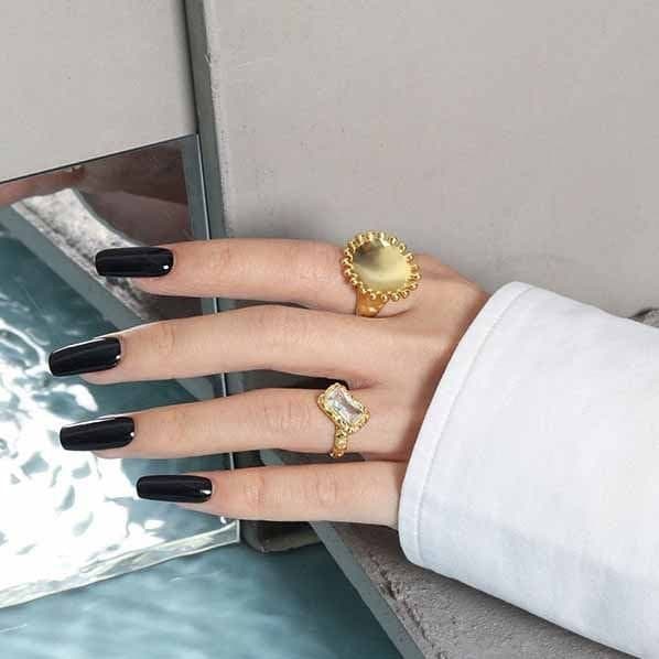 Irregular Rectangle Geometric 925 Sterling Silver Adjustable Ring