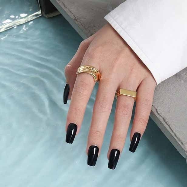Geometric Rectangle Chain 925 Sterling Silver Adjustable Ring