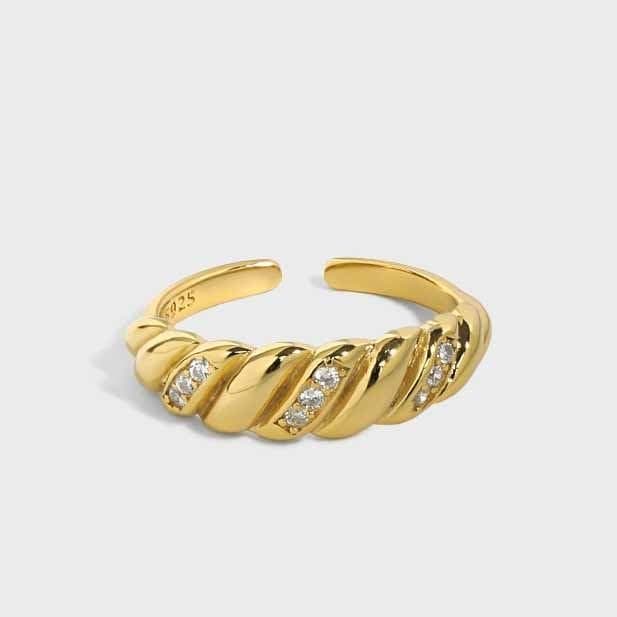 Twisted CZ 925 Sterling Silver Adjustable Ring