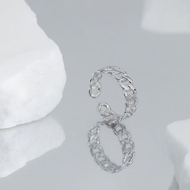 Hollow Chain 925 Sterling Silver Adjustable Ring