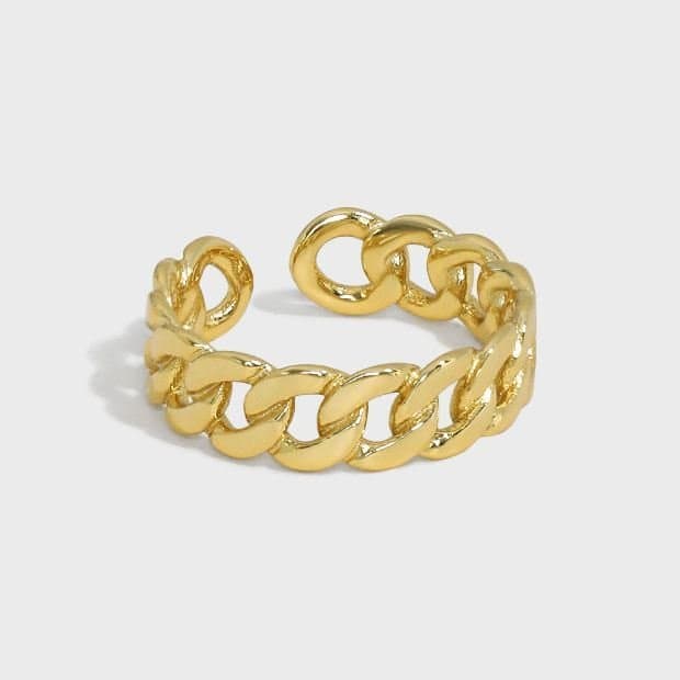 Hollow Chain 925 Sterling Silver Adjustable Ring