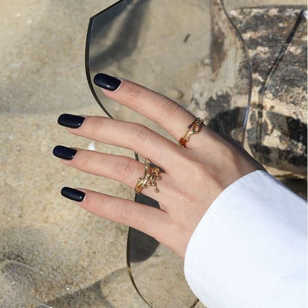 Irregular Water 925 Sterling Silver Adjustable Ring