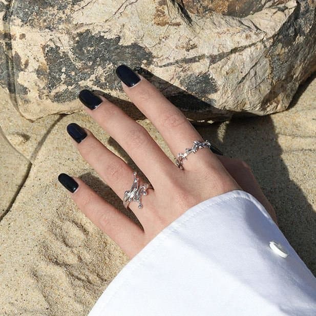 Irregular Water 925 Sterling Silver Adjustable Ring