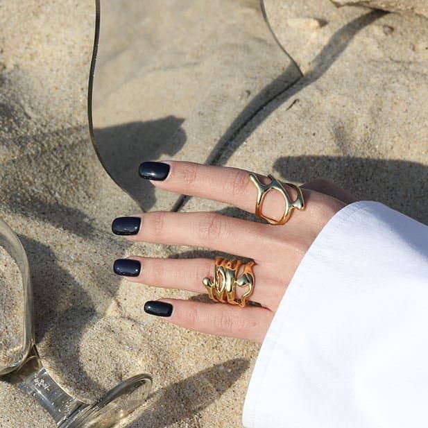 Hollow Irregular Geometric 925 Sterling Silver Adjustable Ring