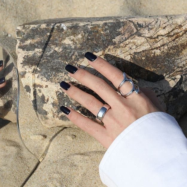 Hollow Irregular Geometric 925 Sterling Silver Adjustable Ring