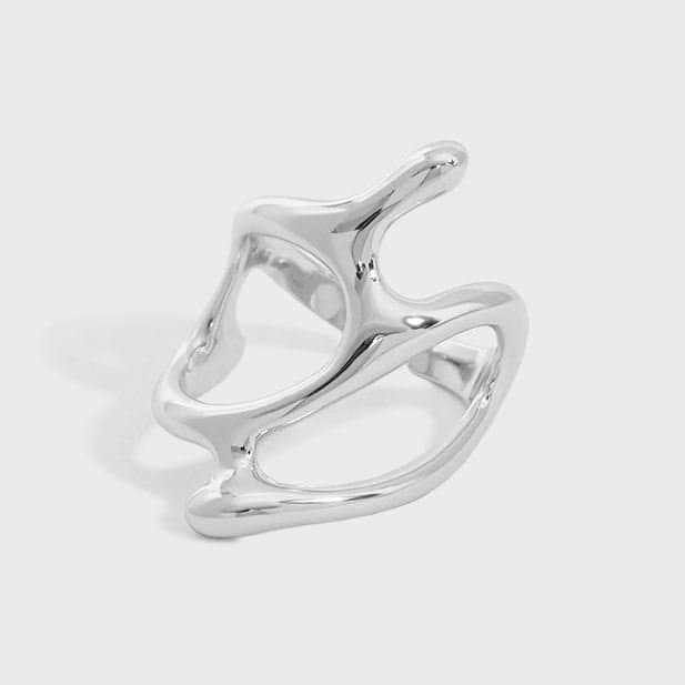 Hollow Irregular Geometric 925 Sterling Silver Adjustable Ring