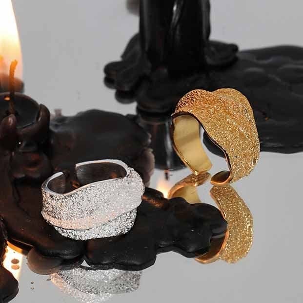 Irregular Wave Wide 925 Sterling Silver Adjustable Ring