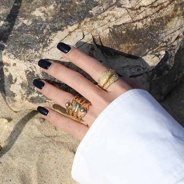 Irregular Wave Wide 925 Sterling Silver Adjustable Ring
