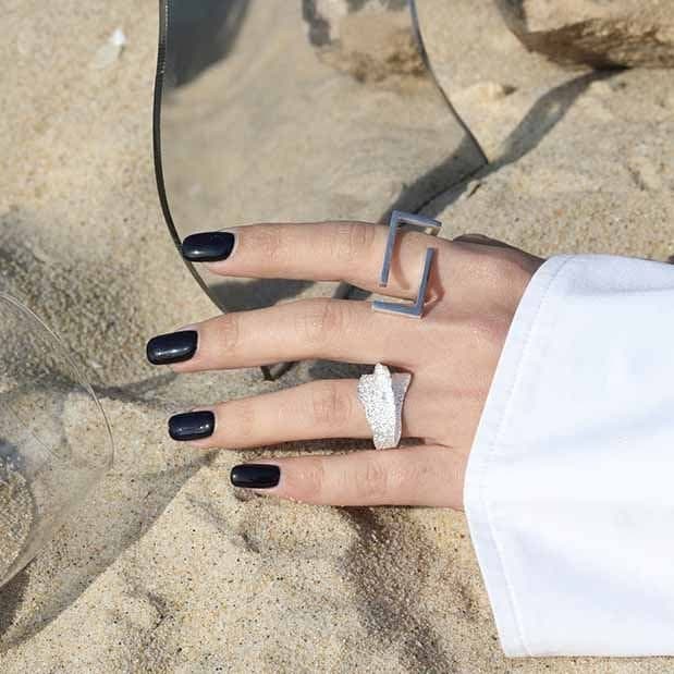 Irregular Wave Wide 925 Sterling Silver Adjustable Ring