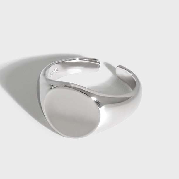 Geometric Round 925 Sterling Silver Adjustable Ring