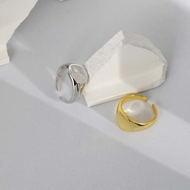 Geometric Round 925 Sterling Silver Adjustable Ring