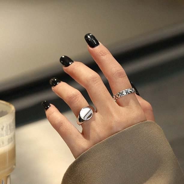 Geometric Round 925 Sterling Silver Adjustable Ring