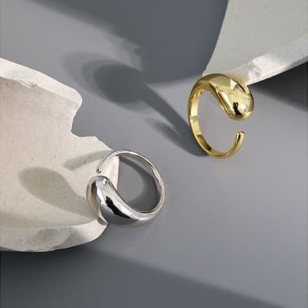 Drop Gloss 925 Sterling Silver Adjustable Ring