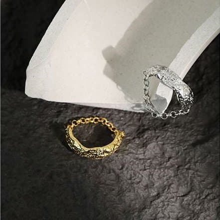 Irregular Chain Texture 925 Sterling Silver Ring