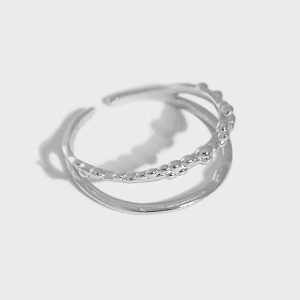 Double Layer 925 Sterling Silver Adjustable Ring