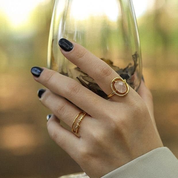 Double Layer 925 Sterling Silver Adjustable Ring