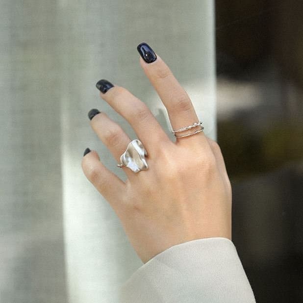 Double Layer 925 Sterling Silver Adjustable Ring