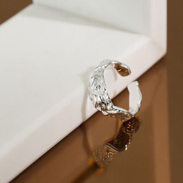 Irregular Face 925 Sterling Silver Adjustable Ring