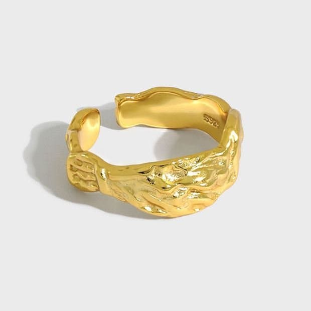 Irregular Face 925 Sterling Silver Adjustable Ring