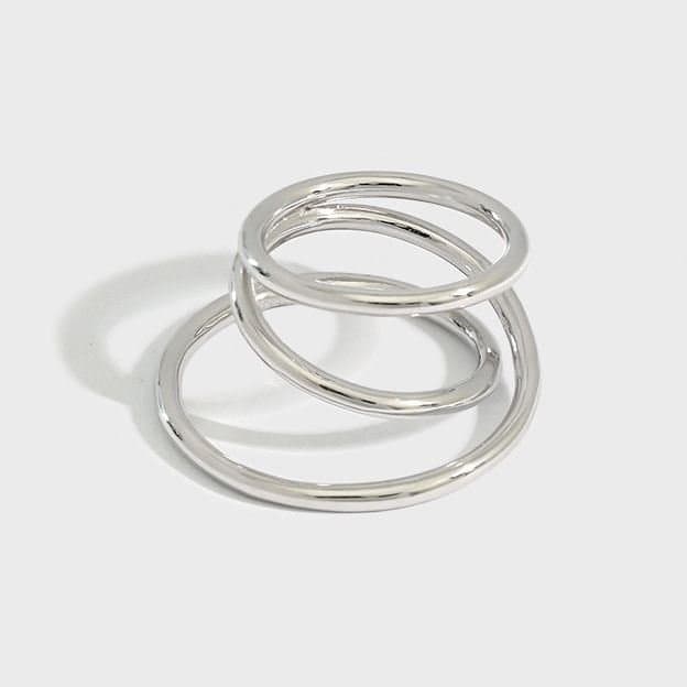 Triple Layer Cross 925 Sterling Silver Adjustable Ring