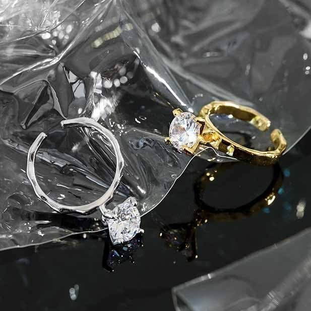 Round CZ 925 Sterling Silver Adjustable Ring