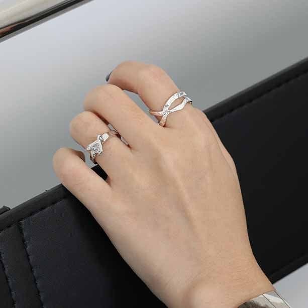 Round CZ 925 Sterling Silver Adjustable Ring