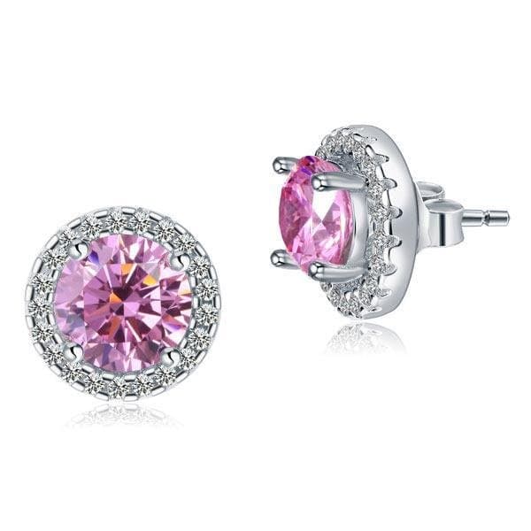 2.5 Carat Round Pink Halo (Removable) Stud Earrings