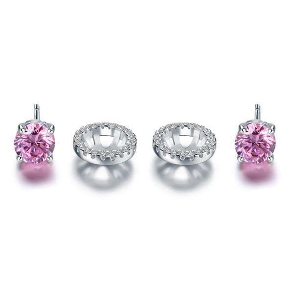 2.5 Carat Round Pink Halo (Removable) Stud Earrings