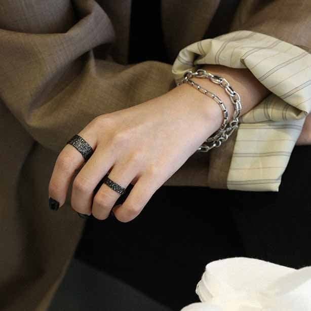 Black Gold 925 Sterling Silver Adjustable Ring