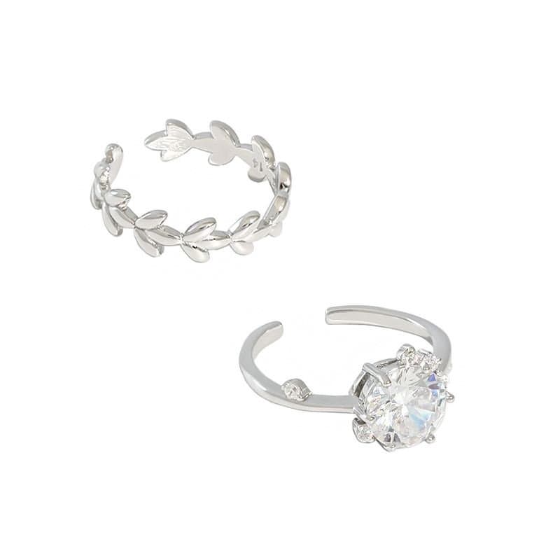 Olive Branch CZ 925 Sterling Silver Adjustable Ring