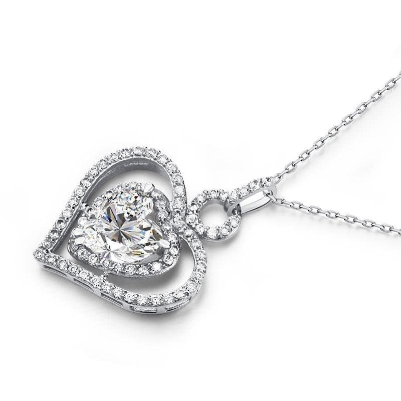 3 Carat Created Diamond Silver Heart Pendant Necklace