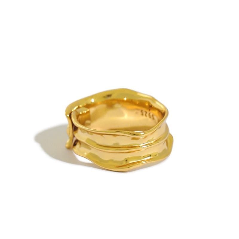 Irregular Grain 925 Sterling Silver Adjustable Ring