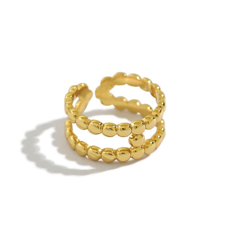 Beads Doule Layer H 925 Sterling Silver Adjustable Ring