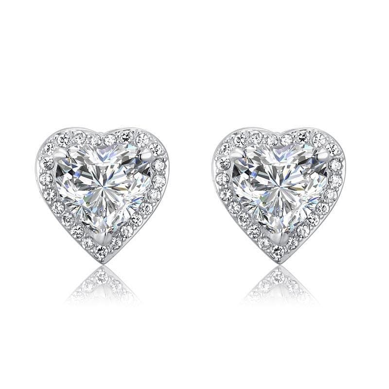 3 Carat Created Diamond Heart Stud Earrings