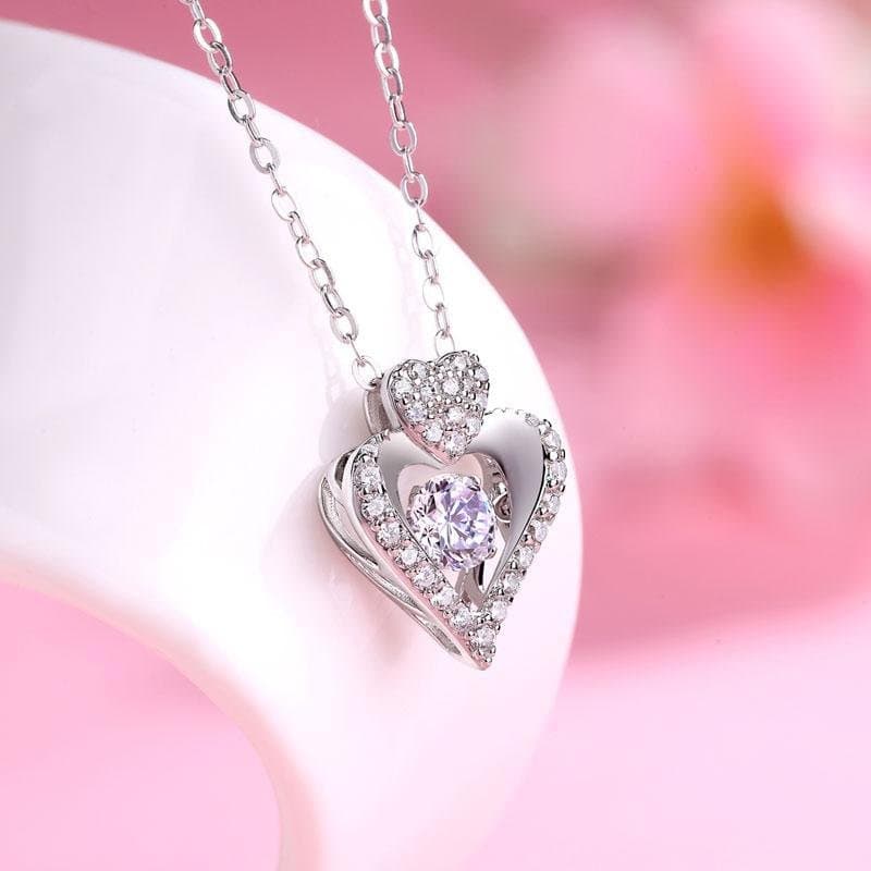 Moissanite Diamond Dancing Stone Heart Necklace